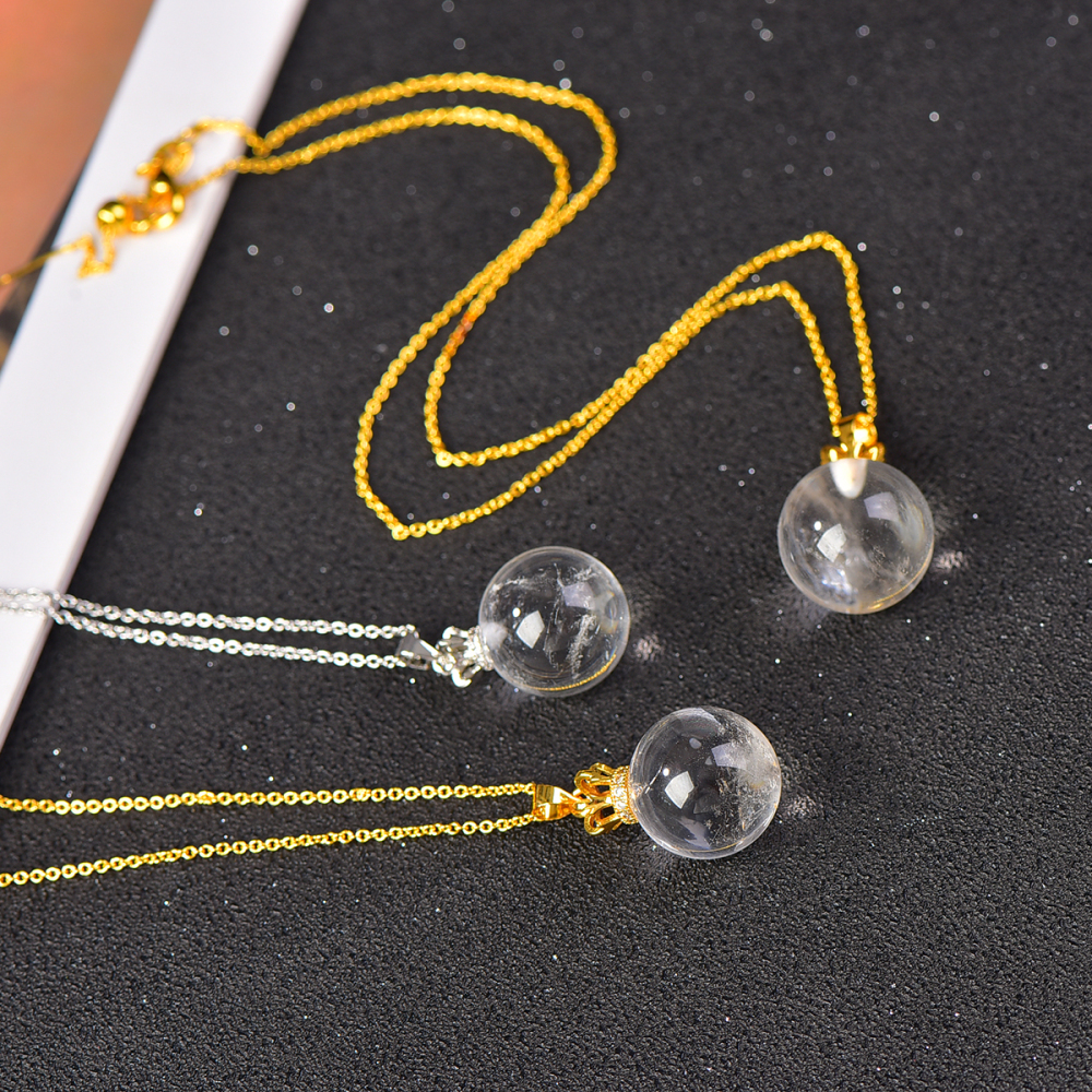 Natural clean crystals necklace real  clean crystals gemstone pendant women's necklace safe and beautiful