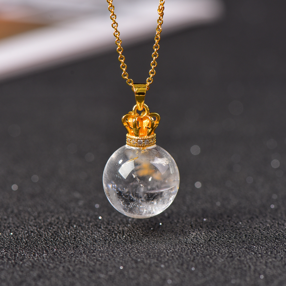 Natural clean crystals necklace real  clean crystals gemstone pendant women's necklace safe and beautiful