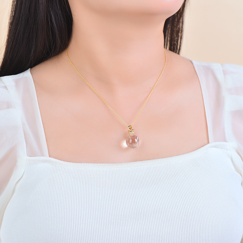 Natural clean crystals necklace real  clean crystals gemstone pendant women's necklace safe and beautiful