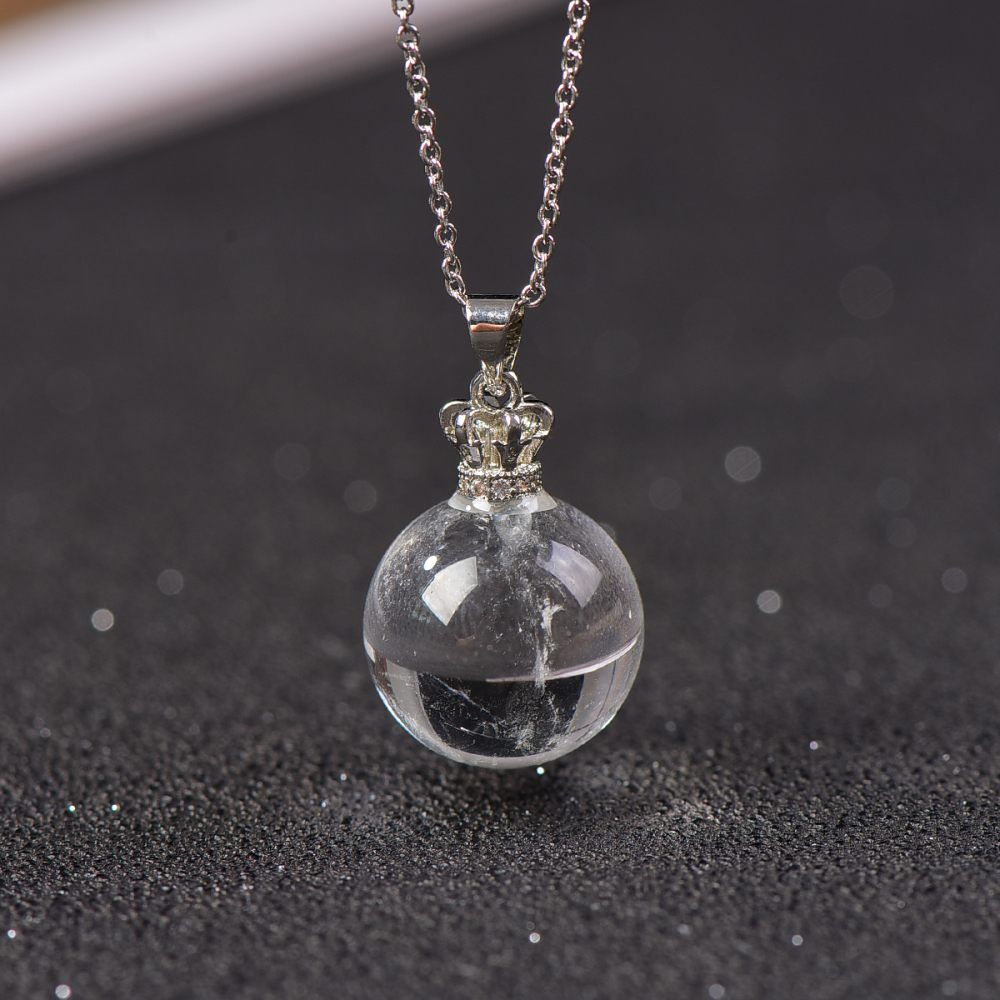 Natural clean crystals necklace real  clean crystals gemstone pendant women's necklace safe and beautiful