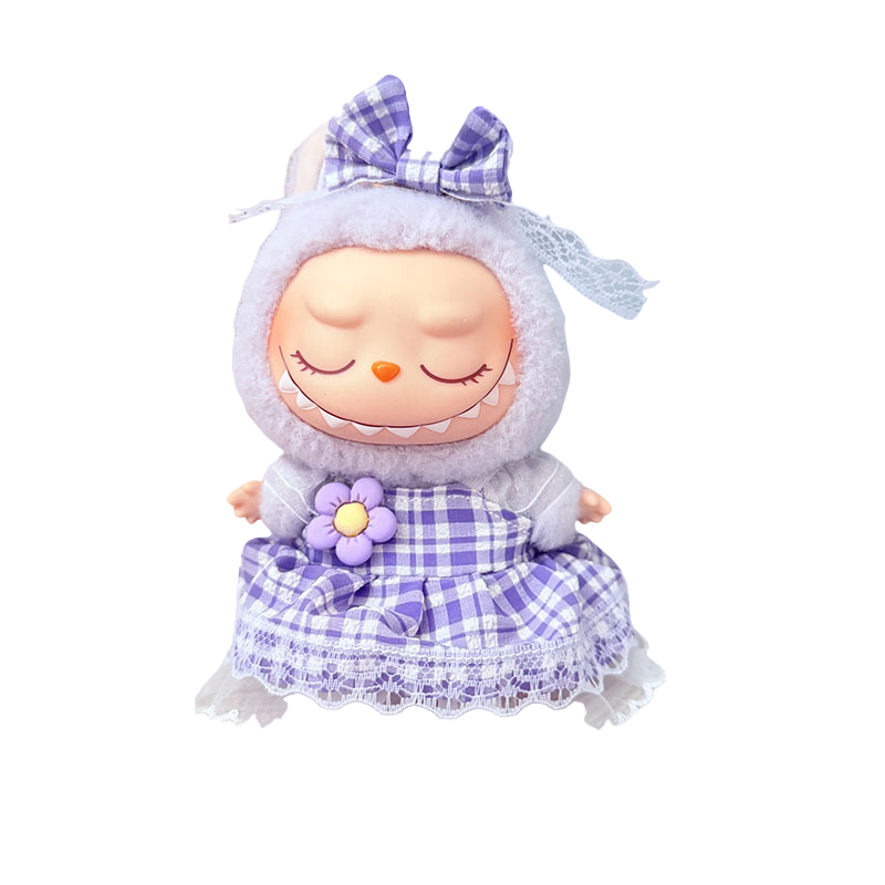 labu clothes Small plaid purple dress + bow