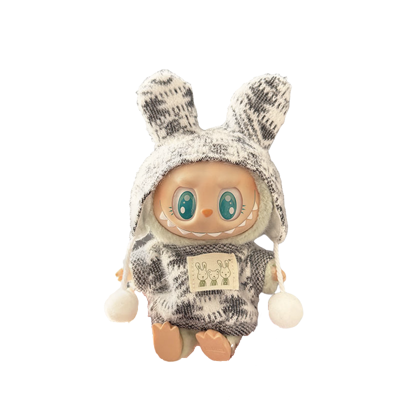 labu clothes 10cm black one piece + pendant black and white rabbit ear jacquard shirt two piece set