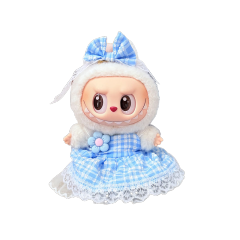 Blue plaid dress + bow