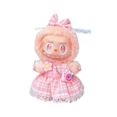 Pink plaid dress + bow