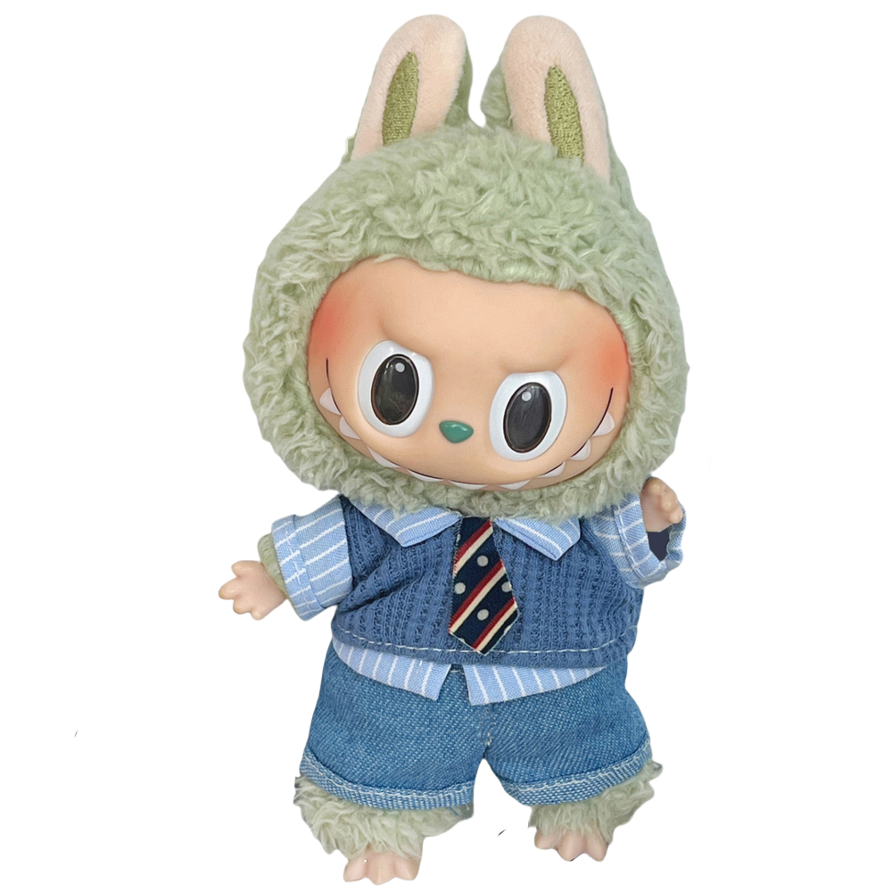 Labu Knit Vest & Shirt Combo with Jeans Set, fits 10/15cm Labu Doll