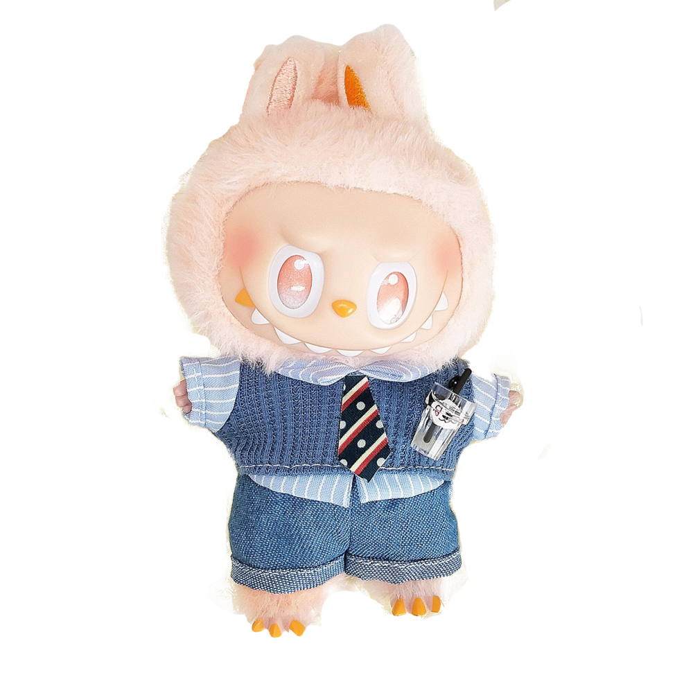 Office Cute Style Fake Two-Piece Shirt + Denim Vest + Tie Set