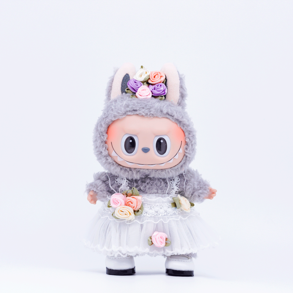 White Strapless Tulle Dress Set, fits 10/15cm Labu Doll