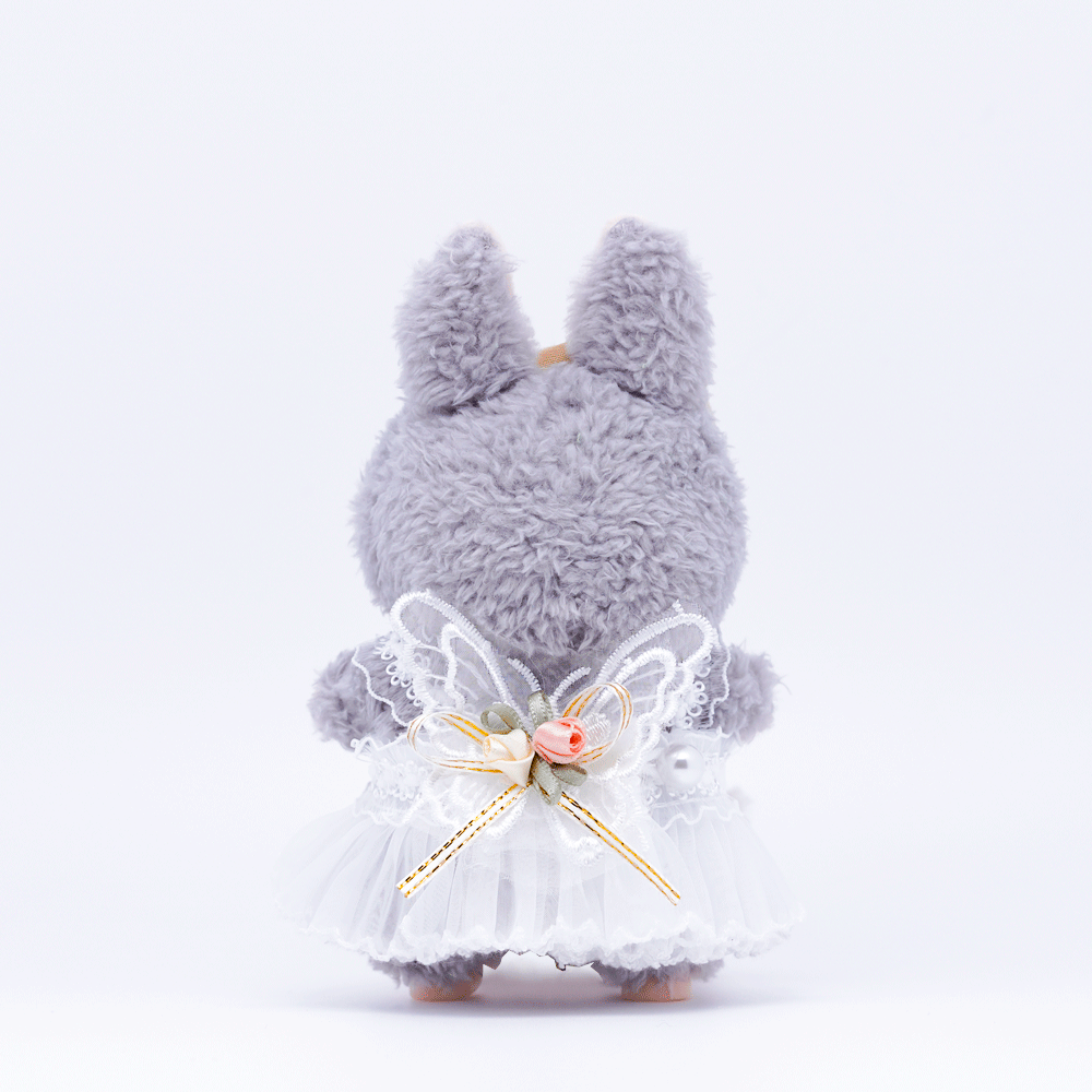 White Strapless Tulle Dress Set, fits 10/15cm Labu Doll