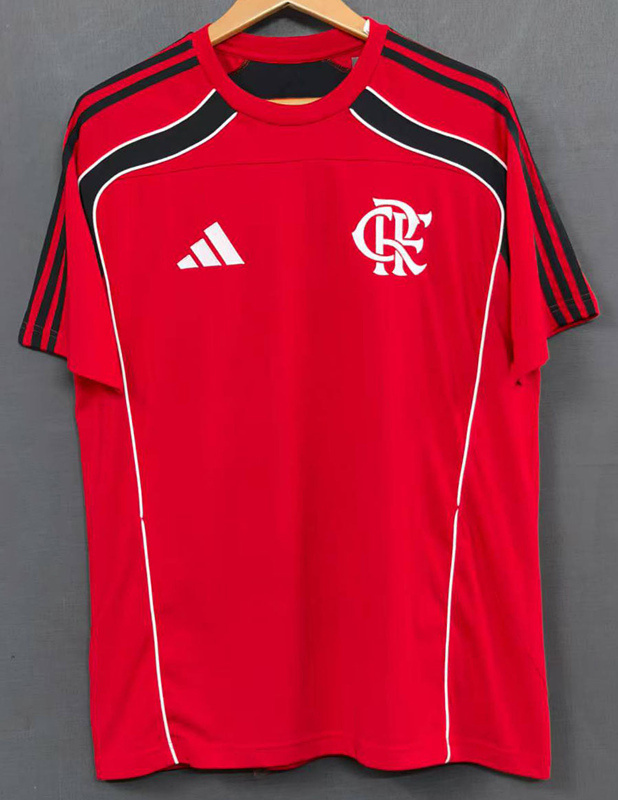 25-26 Flamengo Home Red Cotton T-shirt-3079