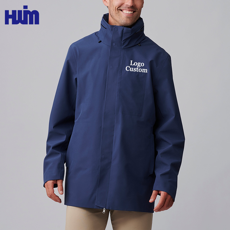 Custom Recycled Polyester Waterproof Jacket,Waterproof Detachable Hood Sustainable Jacket | Recycled Polyester