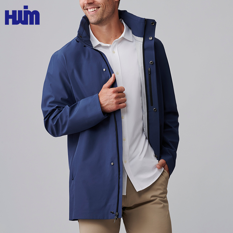 Custom Recycled Polyester Waterproof Jacket,Waterproof Detachable Hood Sustainable Jacket | Recycled Polyester