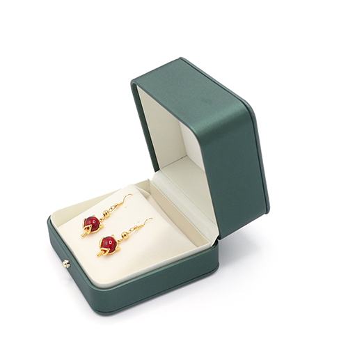 Premium Green PU Leather Earrings Box
