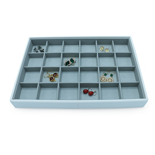 Custom Leather And Velvet Earrings Ring Display Tray