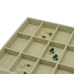Natural Linen Earrings Ring Display Tray