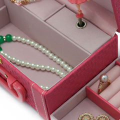 High-End Fashion PU Leather Music Jewelry Box With Lock & Handle