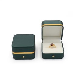 High-Grade PU Leather Ring Box With Gold Strap Decoration