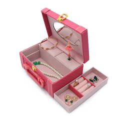High-End Fashion PU Leather Music Jewelry Box With Lock & Handle