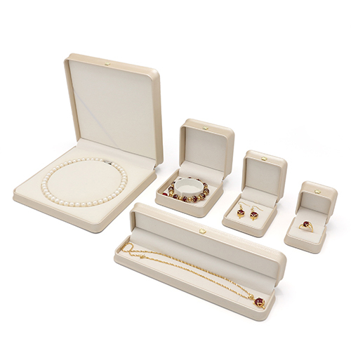 Hot Selling Cream PU Leather Ring Necklace Bracelet Box