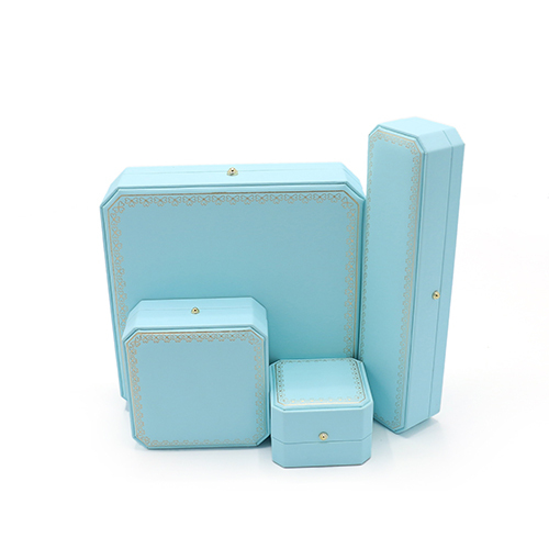 Professional Manufacturing Light Blue Leather Jewelry Packaging Box