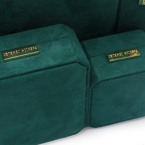 High Quality Blue Velvet Jewelry Packing Box With Metal Tag