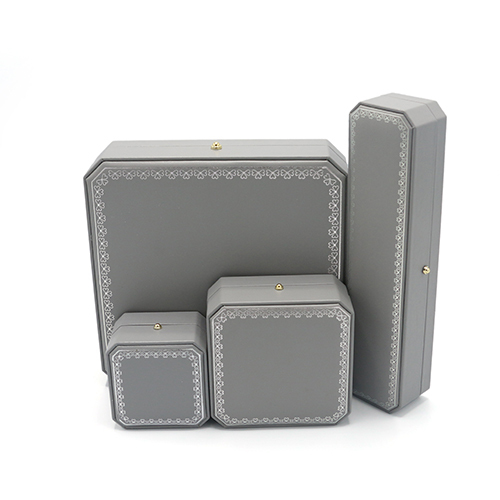 Factory Supply Trendy Style Grey PU Leather Jewelry Box