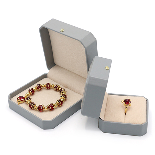 Factory Supply Trendy Style Grey PU Leather Jewelry Box