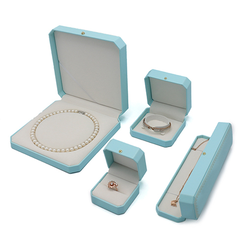 Professional Manufacturing Light Blue Leather Jewelry Packaging Box