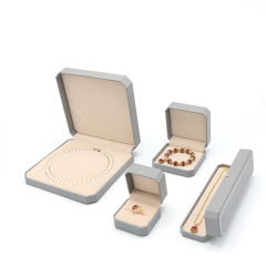 Factory Supply Trendy Style Grey PU Leather Jewelry Box