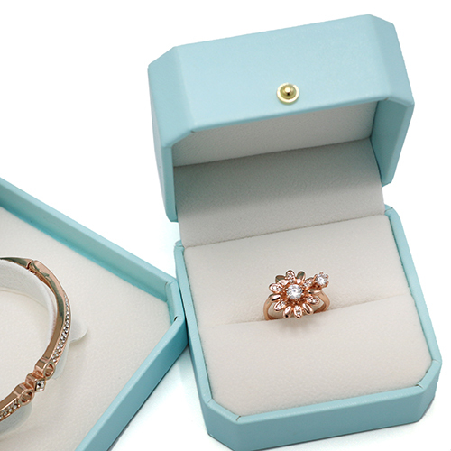 Professional Manufacturing Light Blue Leather Jewelry Packaging Box