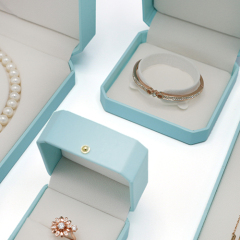 Professional Manufacturing Light Blue Leather Jewelry Packaging Box