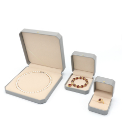 Factory Supply Trendy Style Grey PU Leather Jewelry Box