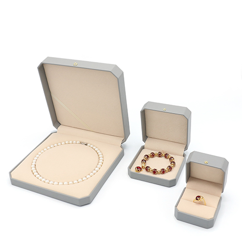 Factory Supply Trendy Style Grey PU Leather Jewelry Box