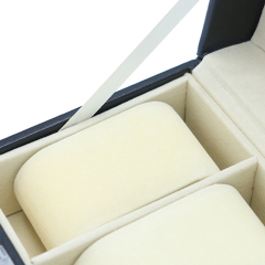 2-slot Black Leather Watch Storage Box With Lock