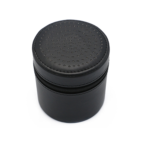 Premium Leather Cylinder Watch Box With Zipper Closure