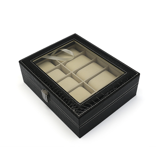 10-Slot Black Luxury Leather Watch Display Storage Box