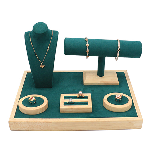 FADELI New Fashion 2020 Wood Ring Necklace Earrings Jewelry Display Props Set