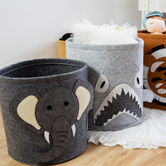 Household large foldable cartoon felt toy storage basket organizer collapsible laundry basket Stationery storage basket