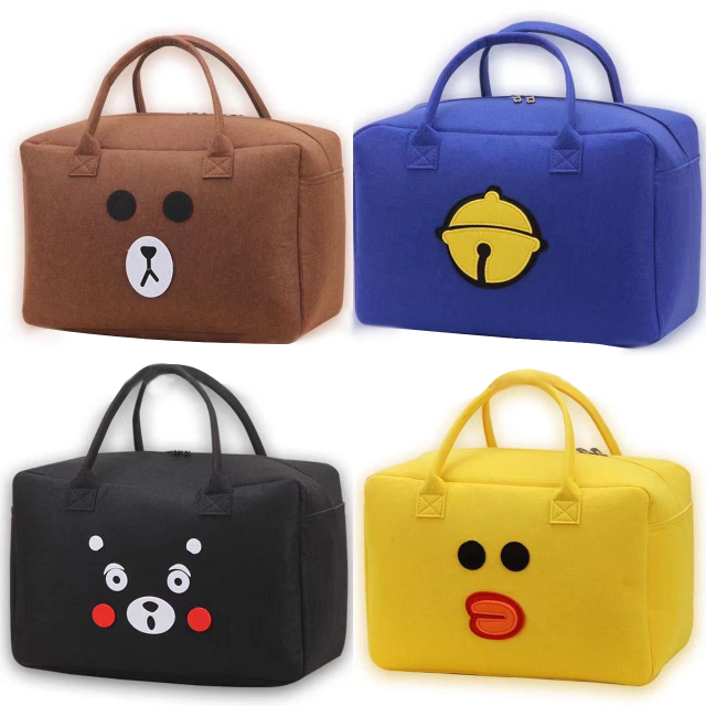 New Cartoon Felt Bag Cute Cartoon Travel Storage Bag High Capacity Travel Bag