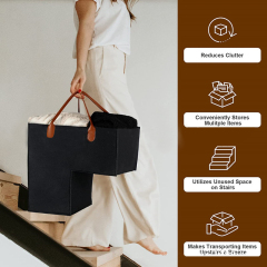 carpeted staircase organizer foldable felt toy storage basket stair basket with handle