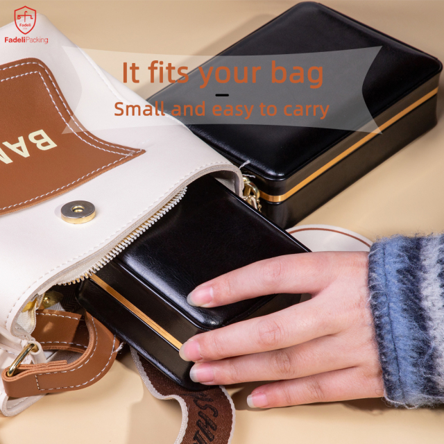 factory direct supply Customized Logo Luxury Pu leather jewelry box ring box Round corner black jewelry box