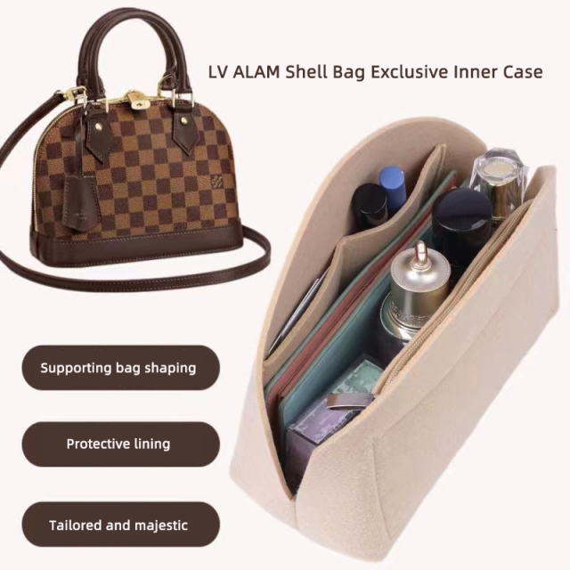 Custom Multi-Pocket Makeup Organizer Felt Insert Bag Travel Inner Purse Portable Handbag Large Capacity Cosmetic Bags