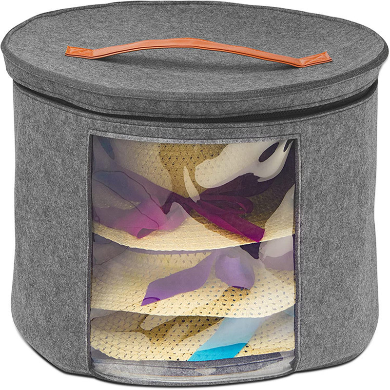 2023 New Foldable Large Round Toy Hat Storage Box Hat visible Storage Bag