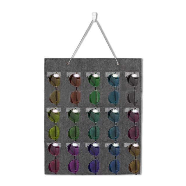 High Quality Felt Slots Hanging Dust Proof Wall Pocket Eye Glasses Organizer Display Case Sunglasses Holder Organizer