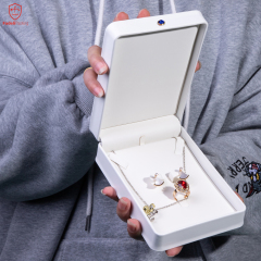 New Arrival Light Gray custom logo jewelry packaging Pu Leather Bangle Box