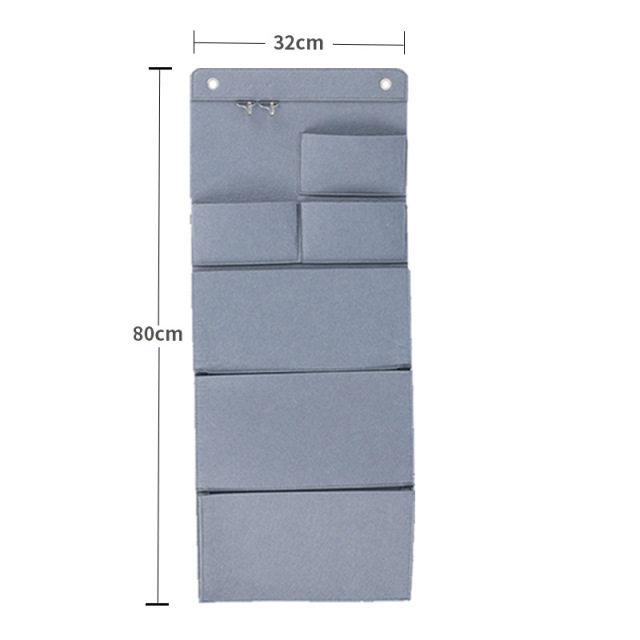 Gray Wall Hanging Style Felt Storage Hanging Bags Wall Mounted Wardrobe Hang Bags Wall Pouch Cosmetic Toys Organizer