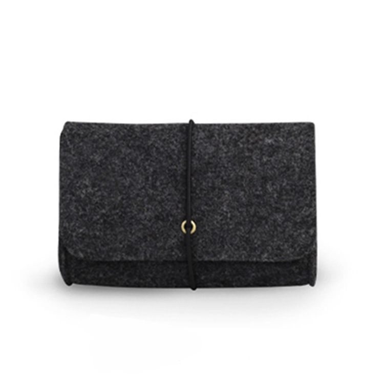 Multifunctional travel digital cable storage bag lightweight felt travel electronic accessories organizer pouch