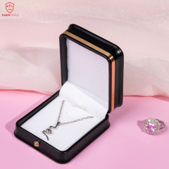 factory direct supply Customized Logo Luxury Pu leather jewelry box ring box Round corner black jewelry box