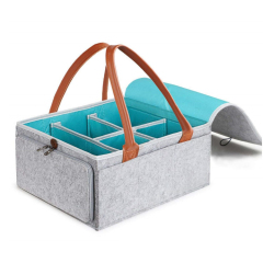 Custom Foldable Large Capacity Felt Baby Diaper Bag Felt Storage Organizer Felt Mommy Caddy Bag Nappy Organizer Tote