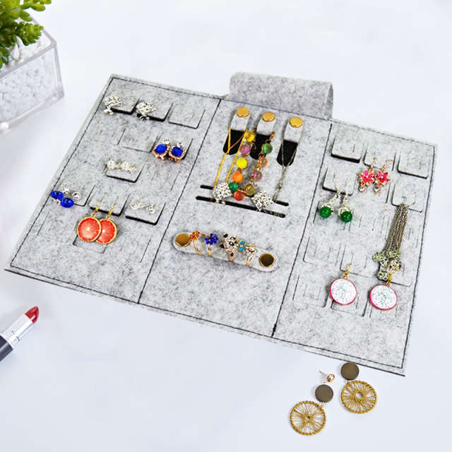 Wholesale custom LOGO elegant mini felt jewelry storage bag ladies travel jewelry bag