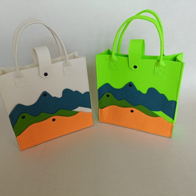 Promotion colors Reusable Felt Bag Eco-friendly Felt Foods Delivery Handbag Shopping Tote Bag